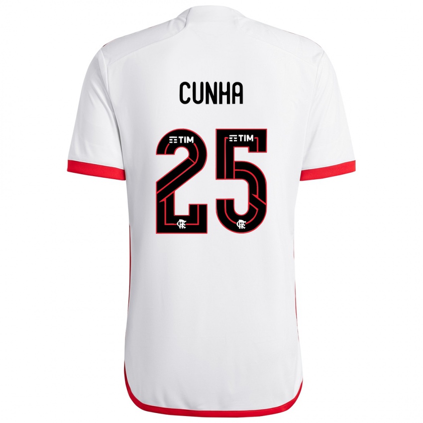 Homem Camisola Matheus Cunha #25 Branco Vermelho Alternativa 2024/25 Camisa Brasil