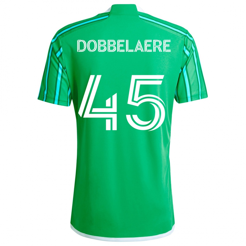 Mulher Camisola Ethan Dobbelaere #45 Verde Branco Principal 2024/25 Camisa Brasil