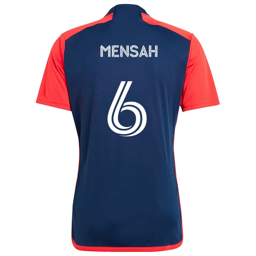 Mulher Camisola Jonathan Mensah #6 Azul Vermelho Principal 2024/25 Camisa Brasil