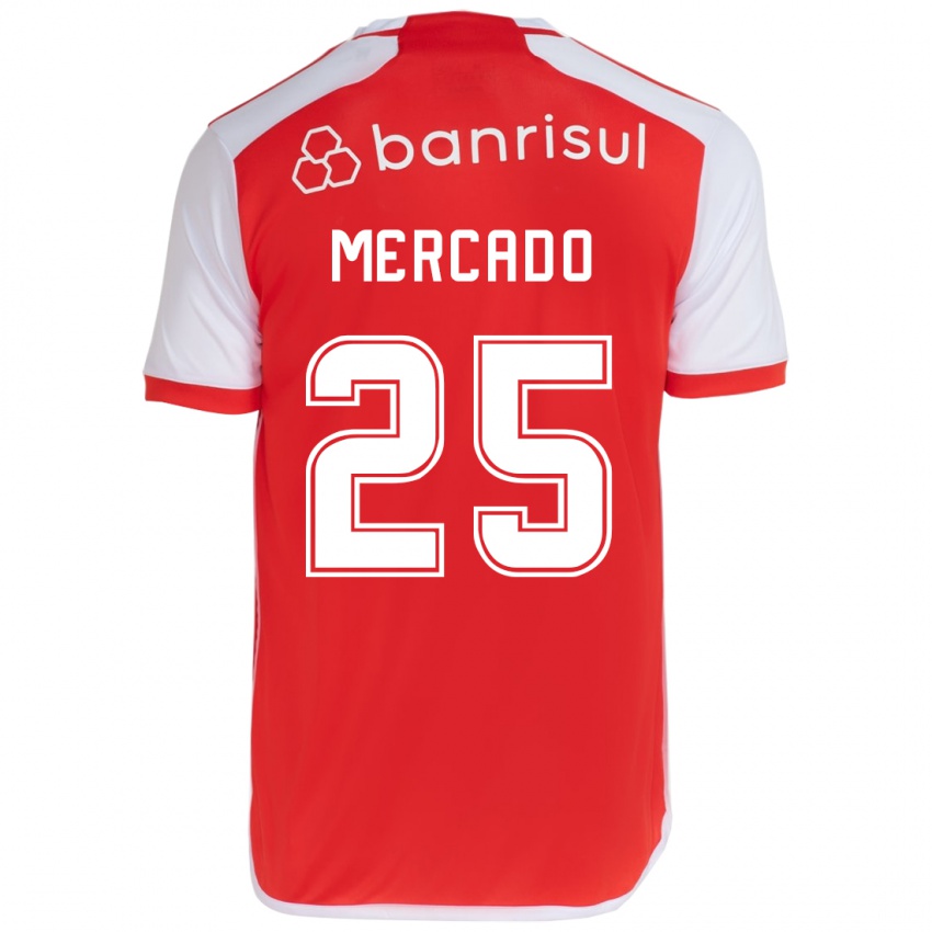 Mulher Camisola Gabriel Mercado #25 Vermelho Branco Principal 2024/25 Camisa Brasil