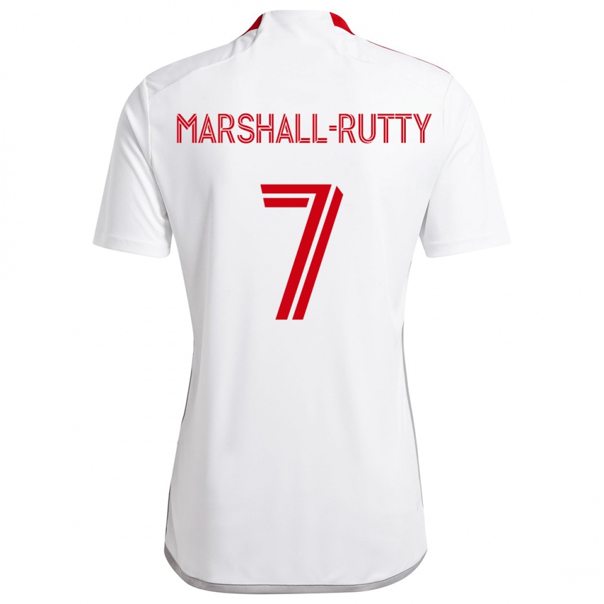 Mulher Camisola Jahkeele Marshall-Rutty #7 Branco Vermelho Alternativa 2024/25 Camisa Brasil