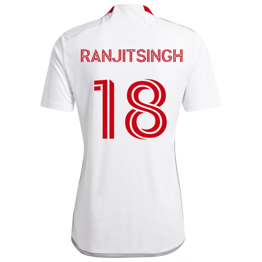 Mulher Camisola Greg Ranjitsingh #18 Branco Vermelho Alternativa 2024/25 Camisa Brasil