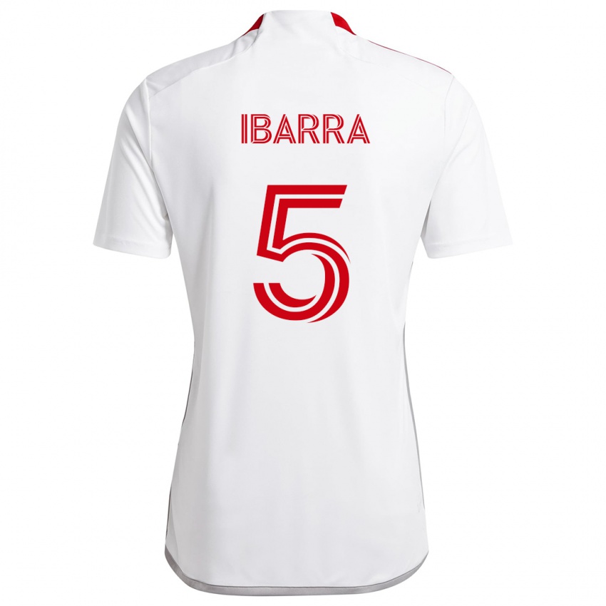 Mulher Camisola Franco Ibarra #5 Branco Vermelho Alternativa 2024/25 Camisa Brasil