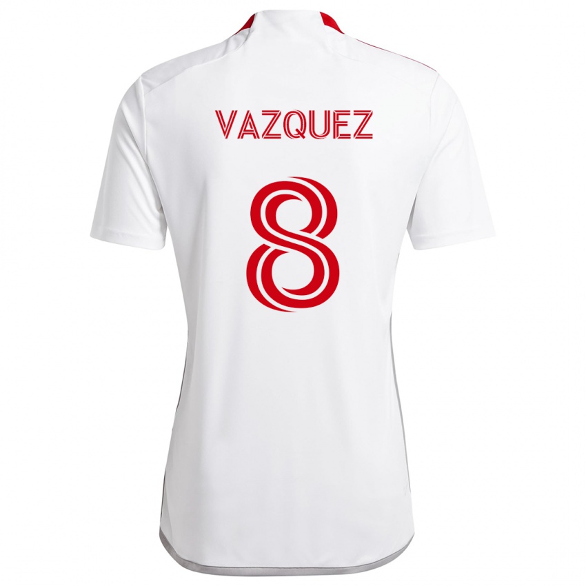 Mulher Camisola Víctor Vázquez #8 Branco Vermelho Alternativa 2024/25 Camisa Brasil