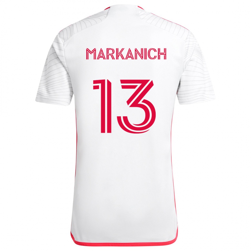 Mulher Camisola Anthony Markanich #13 Branco Vermelho Alternativa 2024/25 Camisa Brasil