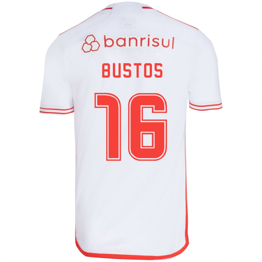 Mulher Camisola Fabricio Bustos #16 Branco Vermelho Alternativa 2024/25 Camisa Brasil