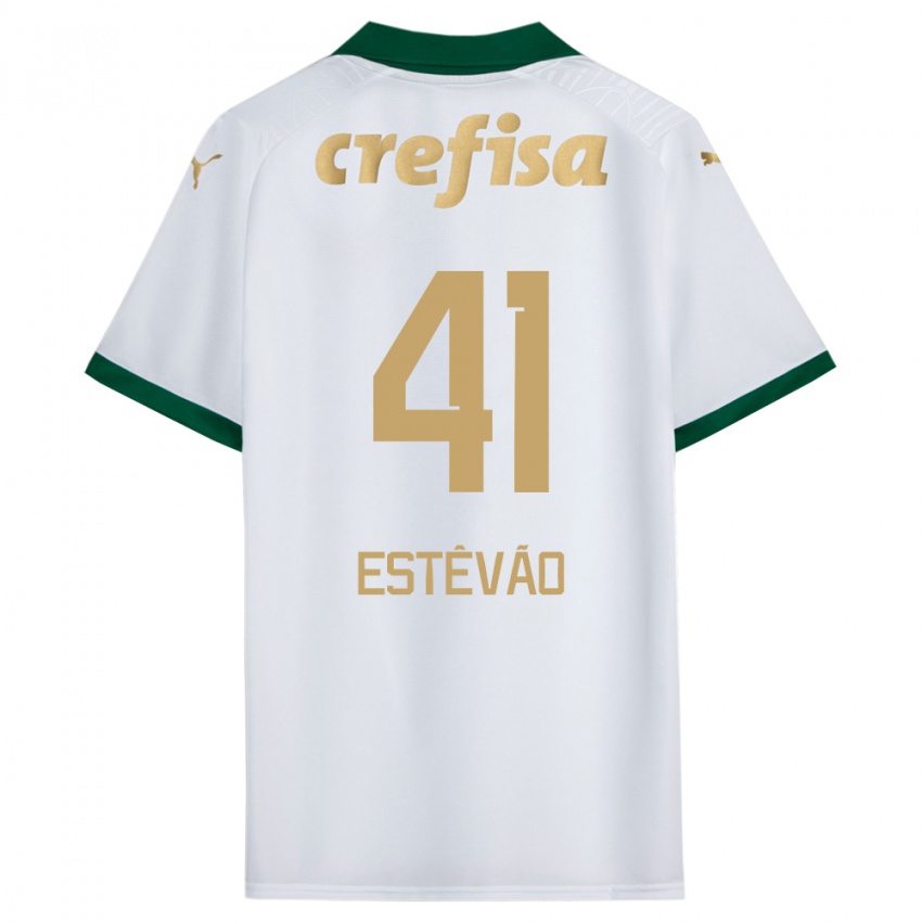 Mulher Camisola Estêvão #41 Branco Verde Alternativa 2024/25 Camisa Brasil