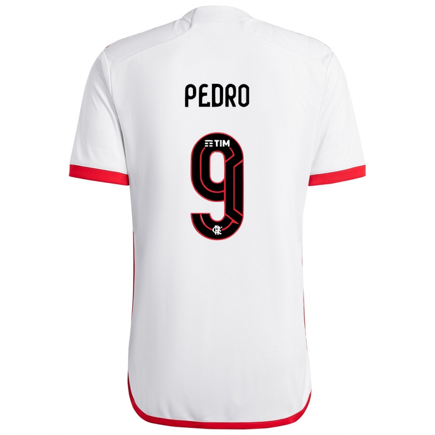 Mulher Camisola Pedro #9 Branco Vermelho Alternativa 2024/25 Camisa Brasil