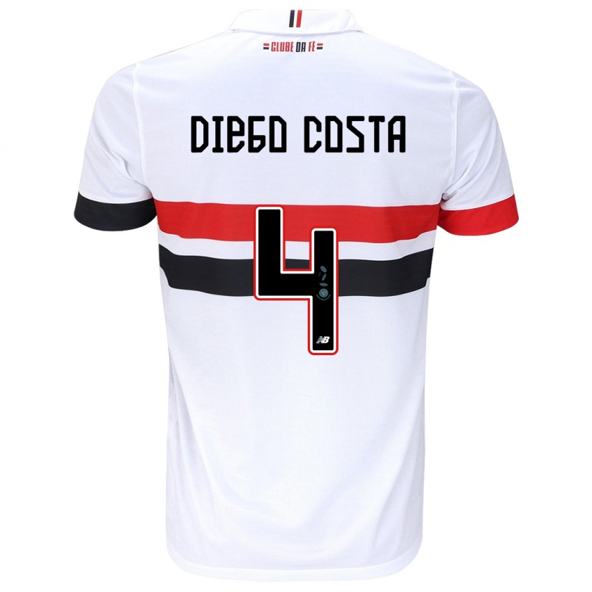 Criança Camisola Diego Costa #4 Branco Vermelho Preto Principal 2024/25 Camisa Brasil