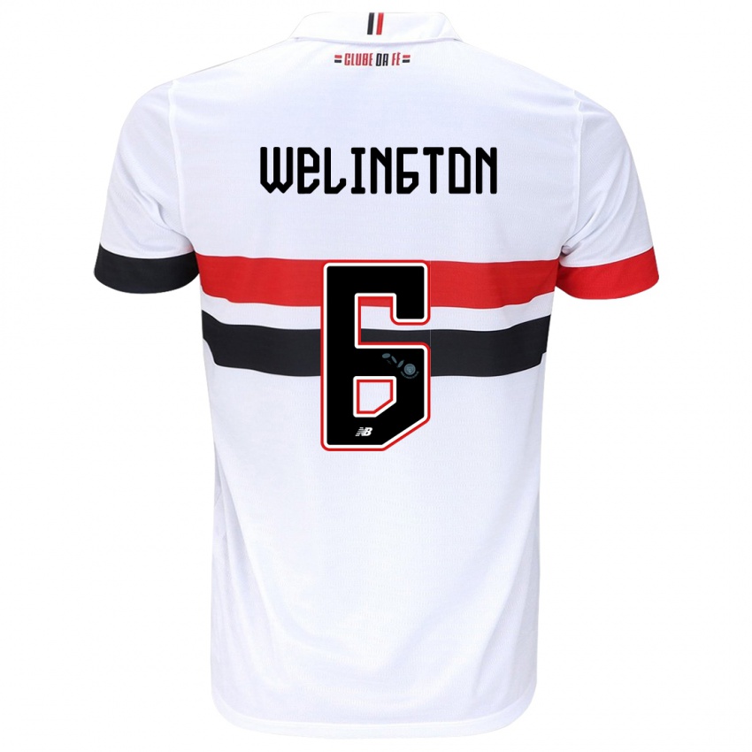 Criança Camisola Welington #6 Branco Vermelho Preto Principal 2024/25 Camisa Brasil