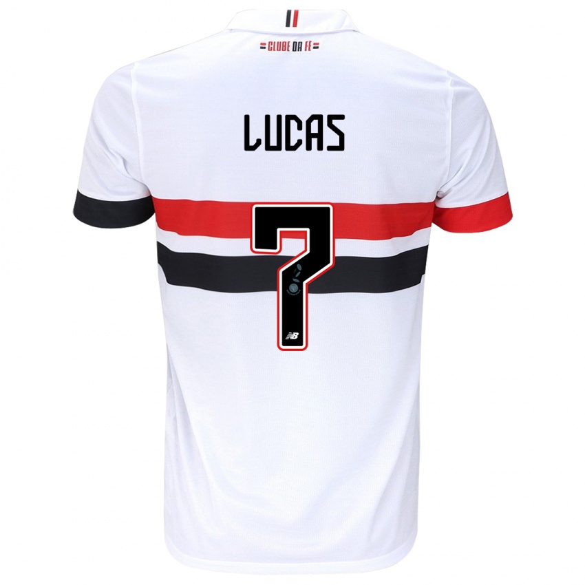 Criança Camisola Lucas Moura #7 Branco Vermelho Preto Principal 2024/25 Camisa Brasil