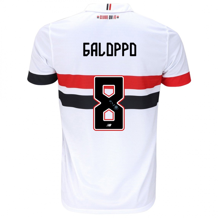 Criança Camisola Giuliano Galoppo #8 Branco Vermelho Preto Principal 2024/25 Camisa Brasil