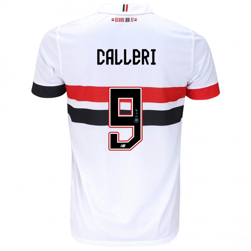 Criança Camisola Jonathan Calleri #9 Branco Vermelho Preto Principal 2024/25 Camisa Brasil