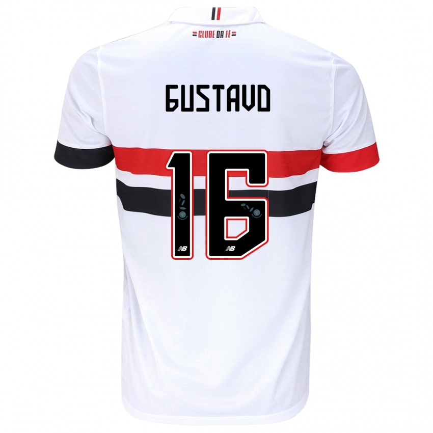 Criança Camisola Luiz Gustavo #16 Branco Vermelho Preto Principal 2024/25 Camisa Brasil