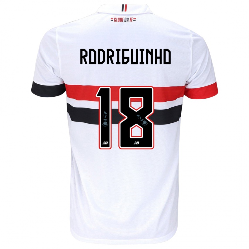 Criança Camisola Rodriguinho #18 Branco Vermelho Preto Principal 2024/25 Camisa Brasil