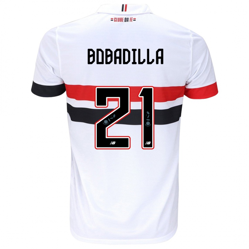 Criança Camisola Damián Bobadilla #21 Branco Vermelho Preto Principal 2024/25 Camisa Brasil