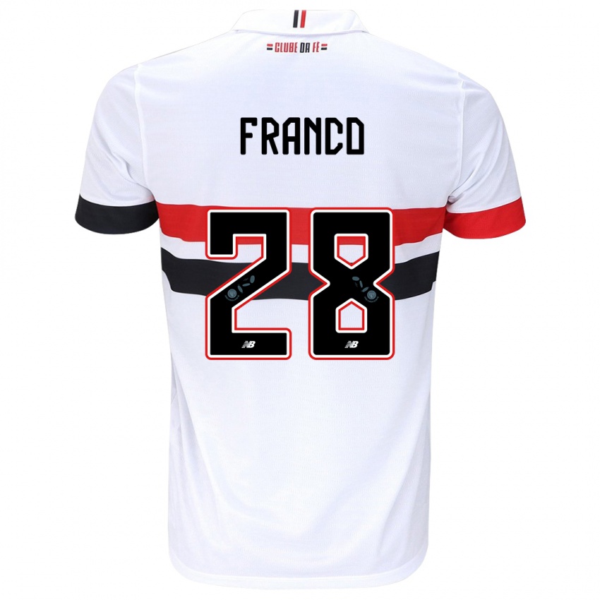 Criança Camisola Alan Franco #28 Branco Vermelho Preto Principal 2024/25 Camisa Brasil