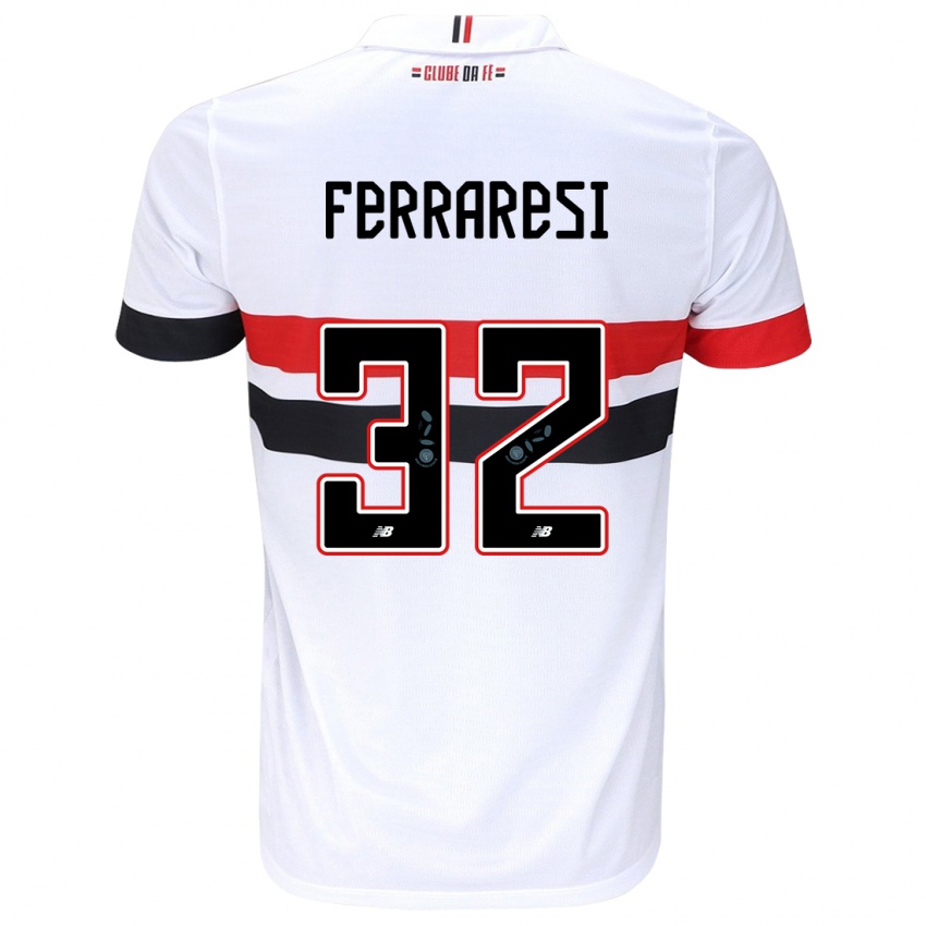 Criança Camisola Nahuel Ferraresi #32 Branco Vermelho Preto Principal 2024/25 Camisa Brasil