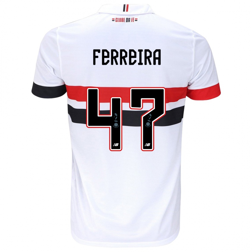 Criança Camisola Ferreira #47 Branco Vermelho Preto Principal 2024/25 Camisa Brasil