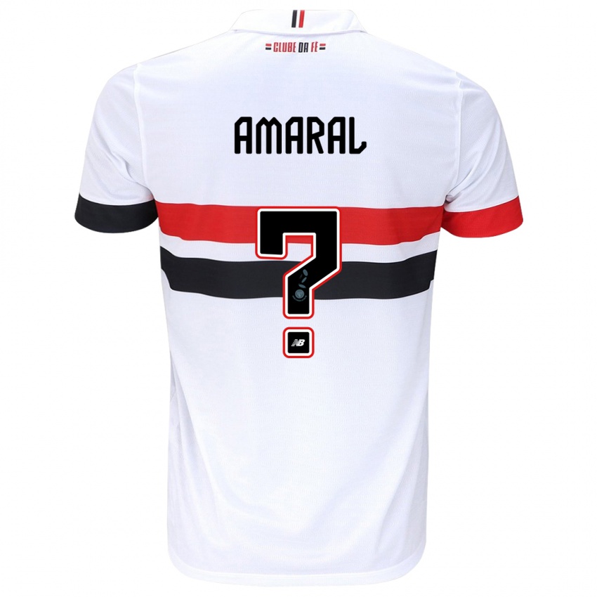 Criança Camisola Mateus Amaral #0 Branco Vermelho Preto Principal 2024/25 Camisa Brasil