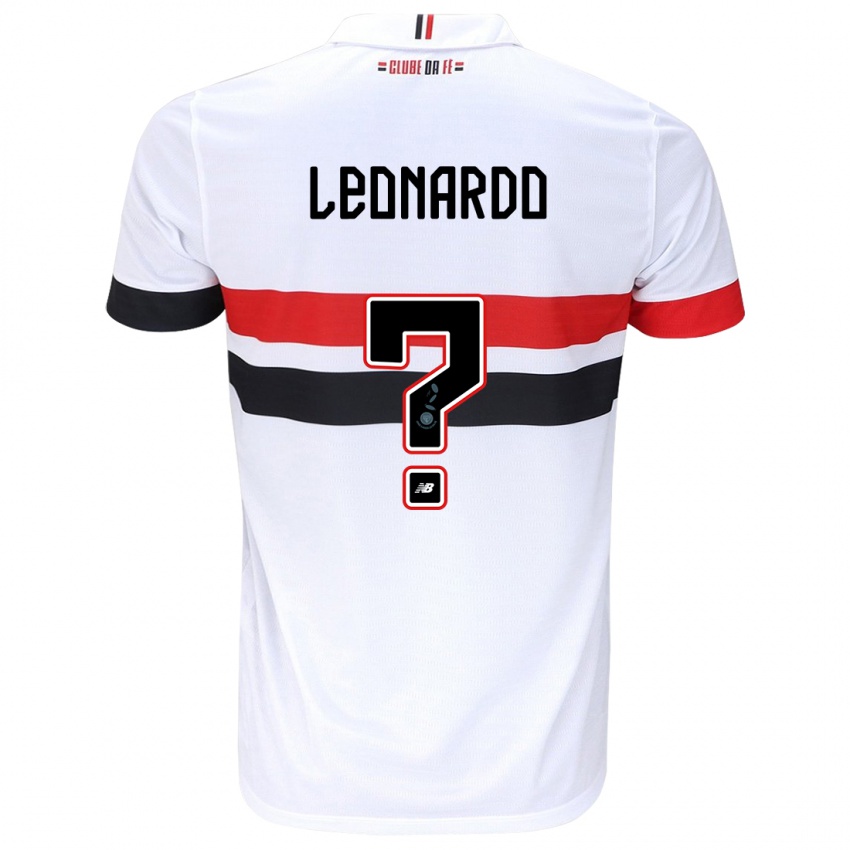 Criança Camisola Hugo Leonardo #0 Branco Vermelho Preto Principal 2024/25 Camisa Brasil