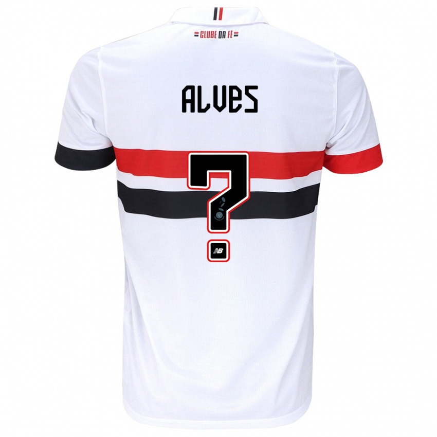 Criança Camisola Matheus Alves #0 Branco Vermelho Preto Principal 2024/25 Camisa Brasil