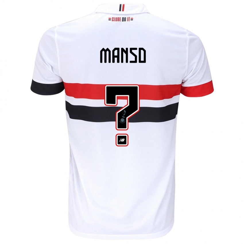 Criança Camisola Mateus Manso #0 Branco Vermelho Preto Principal 2024/25 Camisa Brasil