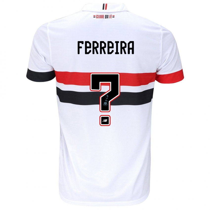 Criança Camisola Lucas Ferreira #0 Branco Vermelho Preto Principal 2024/25 Camisa Brasil