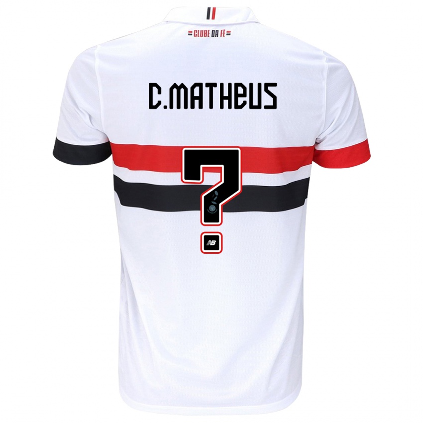 Criança Camisola Caio Matheus #0 Branco Vermelho Preto Principal 2024/25 Camisa Brasil