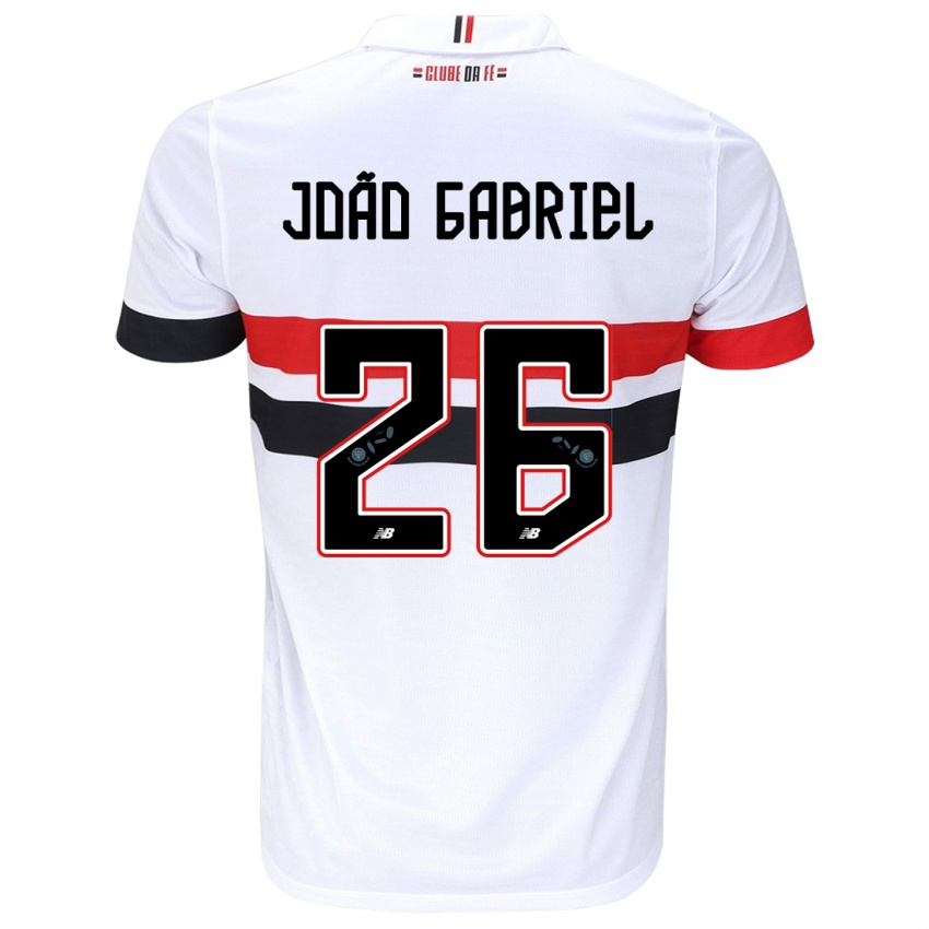 Criança Camisola João Gabriel #26 Branco Vermelho Preto Principal 2024/25 Camisa Brasil