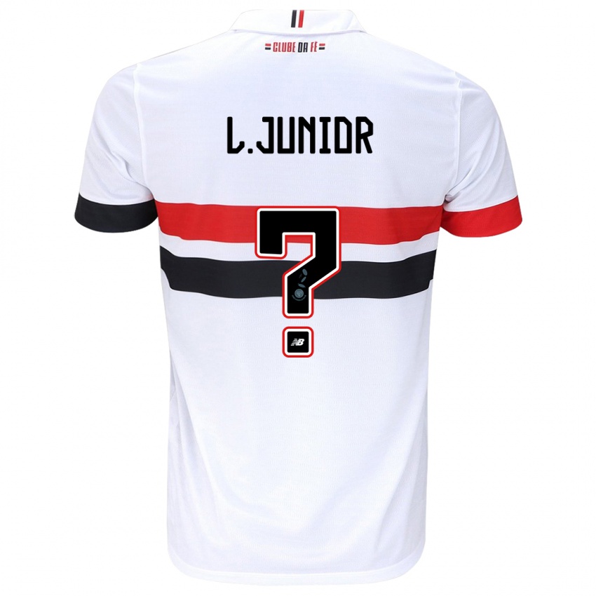 Criança Camisola Luciano Junior #0 Branco Vermelho Preto Principal 2024/25 Camisa Brasil