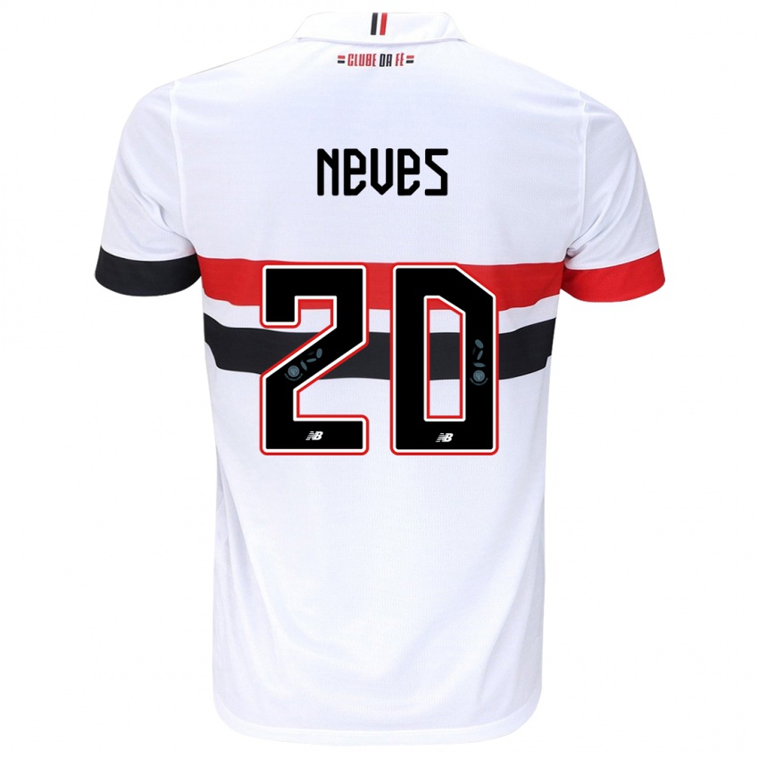 Criança Camisola Gabriel Neves #20 Branco Vermelho Preto Principal 2024/25 Camisa Brasil