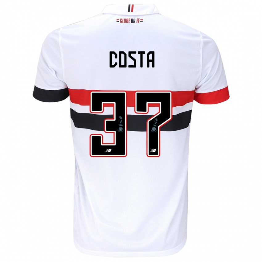 Criança Camisola Talles Costa #37 Branco Vermelho Preto Principal 2024/25 Camisa Brasil