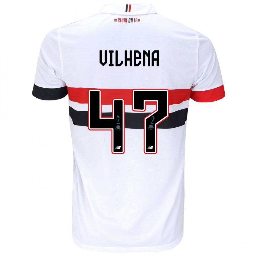 Criança Camisola Pedro Vilhena #47 Branco Vermelho Preto Principal 2024/25 Camisa Brasil