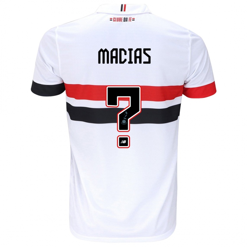 Criança Camisola Juan Macías #0 Branco Vermelho Preto Principal 2024/25 Camisa Brasil