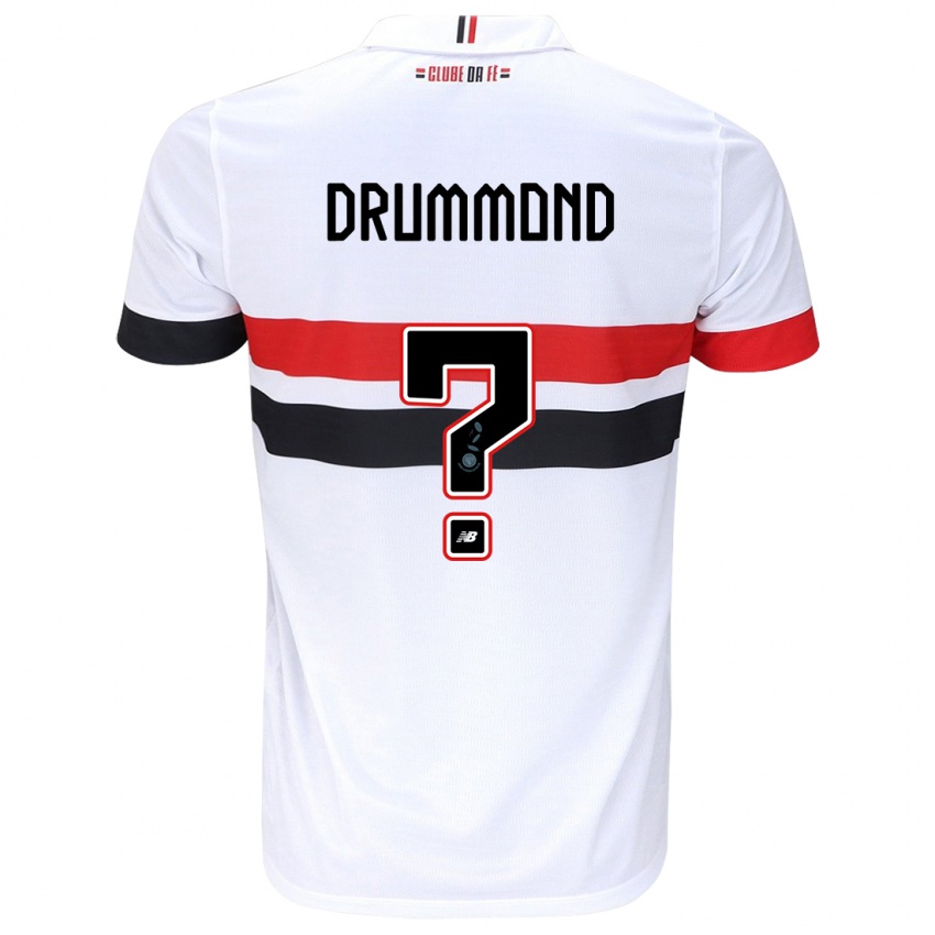 Criança Camisola Lucca Drummond #0 Branco Vermelho Preto Principal 2024/25 Camisa Brasil