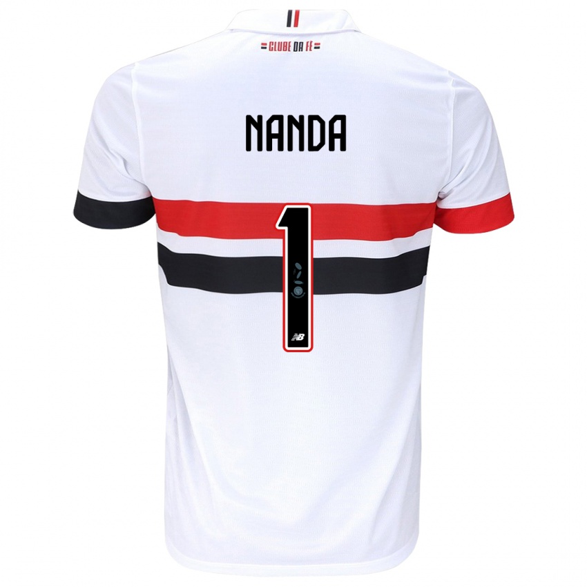 Criança Camisola Nanda #1 Branco Vermelho Preto Principal 2024/25 Camisa Brasil