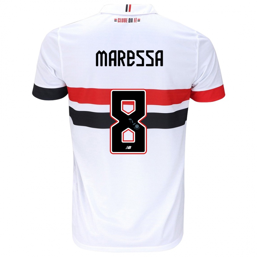 Criança Camisola Maressa #8 Branco Vermelho Preto Principal 2024/25 Camisa Brasil