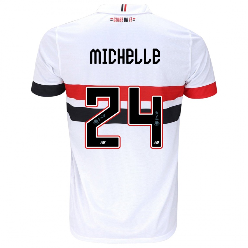 Criança Camisola Michelle #24 Branco Vermelho Preto Principal 2024/25 Camisa Brasil