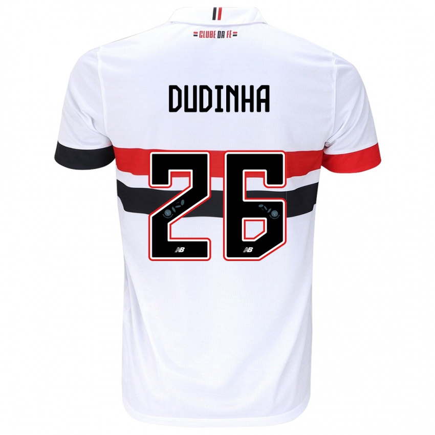 Criança Camisola Dudinha #26 Branco Vermelho Preto Principal 2024/25 Camisa Brasil