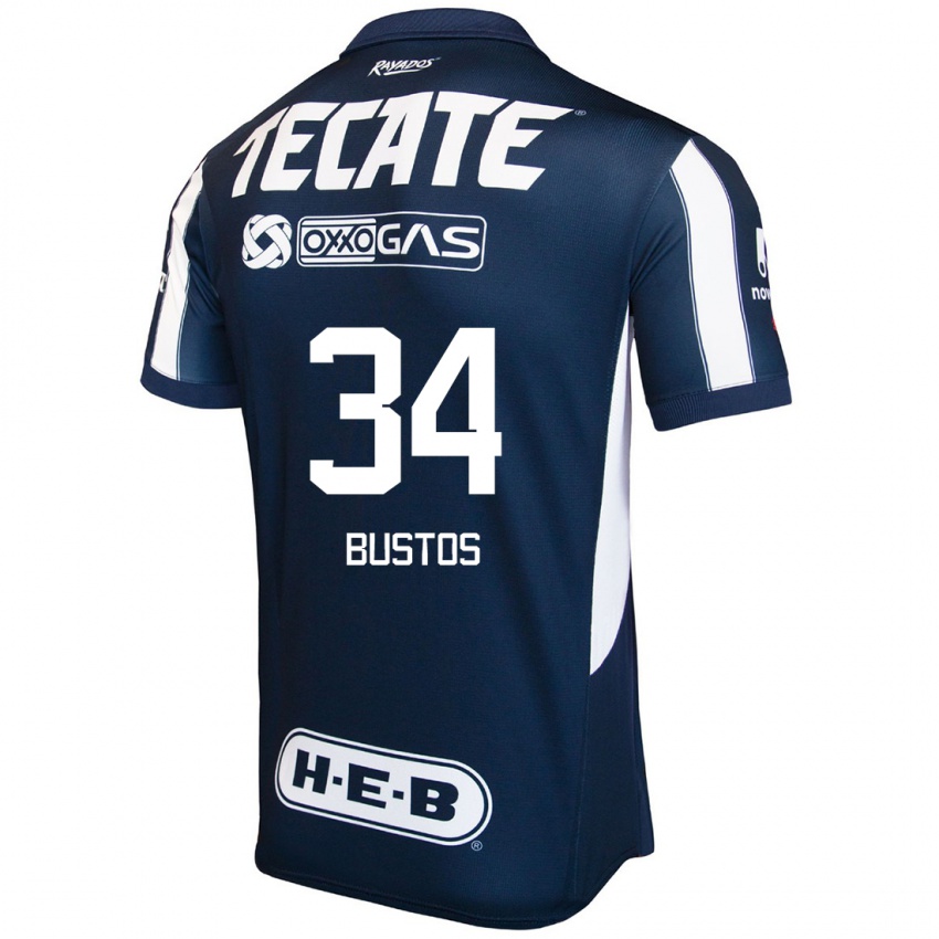 Criança Camisola César Bustos #34 Azul Vermelho Branco Principal 2024/25 Camisa Brasil