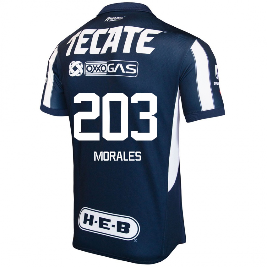 Criança Camisola Alejandro Morales #203 Azul Vermelho Branco Principal 2024/25 Camisa Brasil