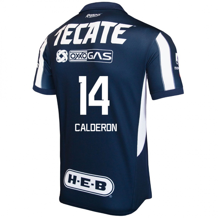 Criança Camisola Alejandra Calderon #14 Azul Vermelho Branco Principal 2024/25 Camisa Brasil