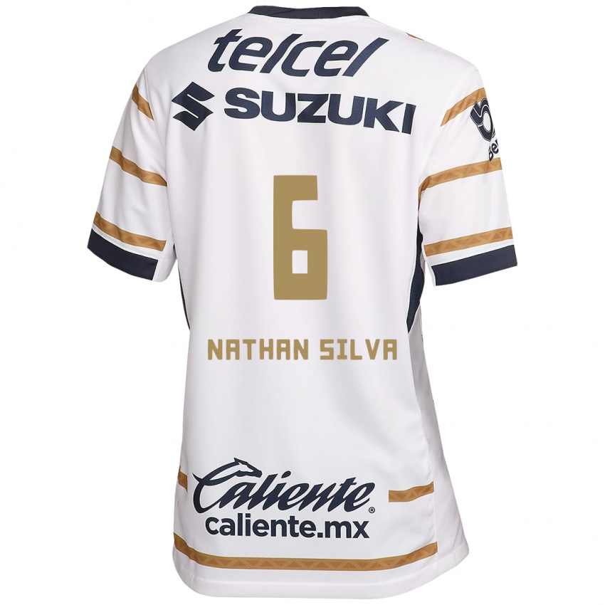 Criança Camisola Nathan Silva #6 Obsidiana Branca Principal 2024/25 Camisa Brasil