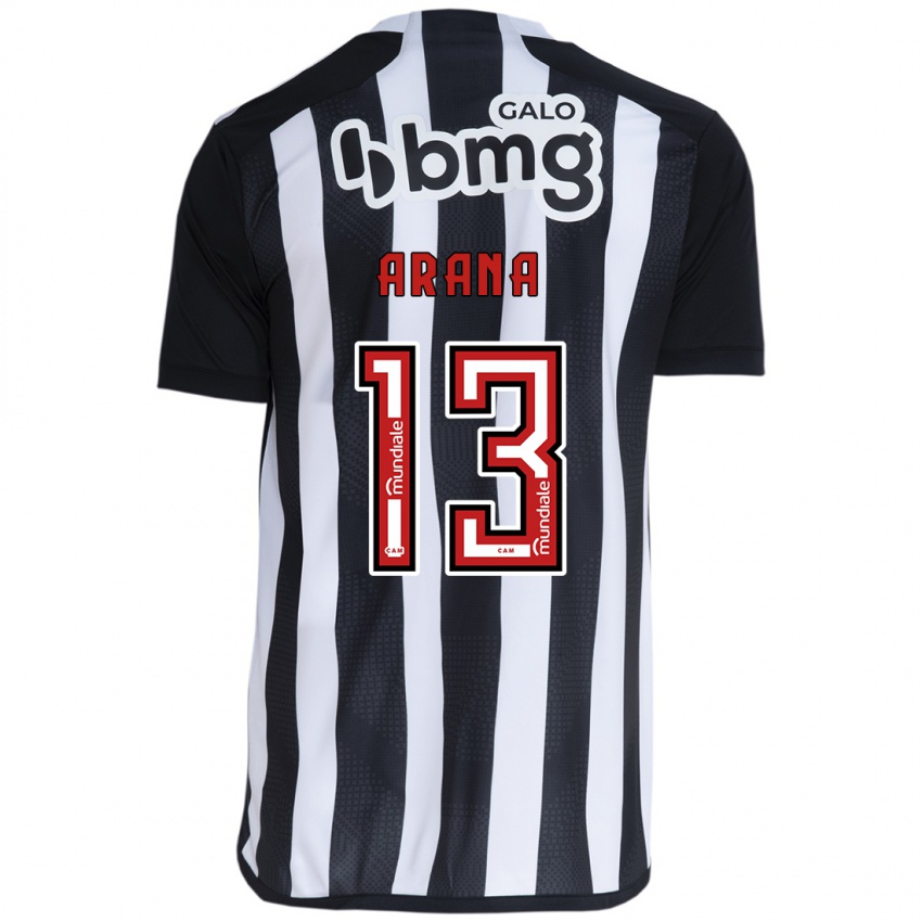 Criança Camisola Guilherme Arana #13 Branco Preto Principal 2024/25 Camisa Brasil