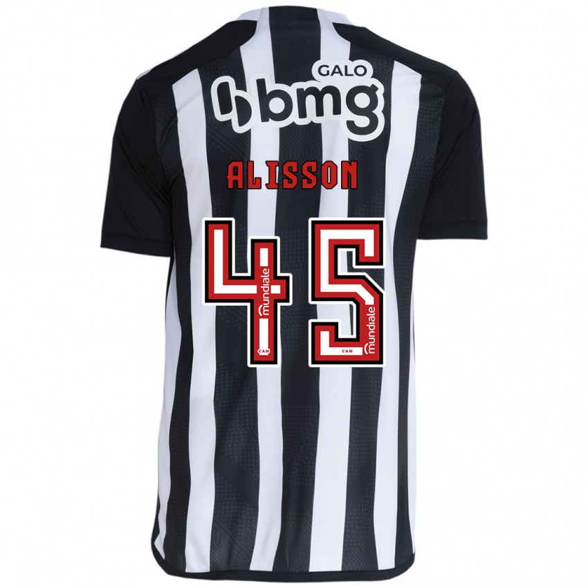 Criança Camisola Alisson #45 Branco Preto Principal 2024/25 Camisa Brasil