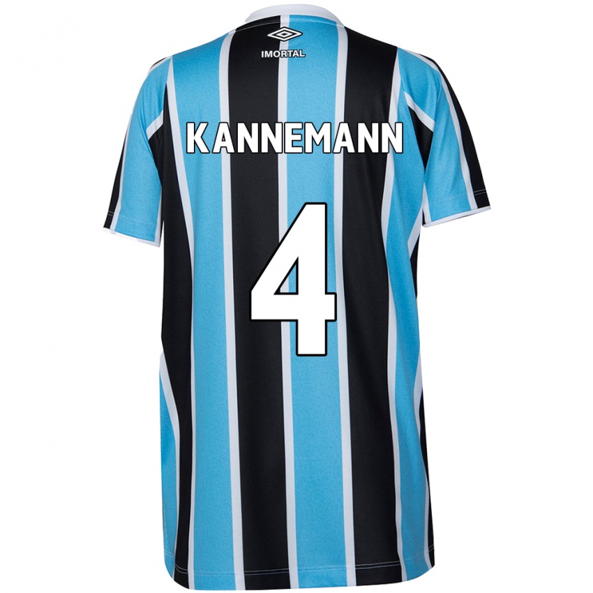 Criança Camisola Walter Kannemann #4 Azul Preto Branco Principal 2024/25 Camisa Brasil