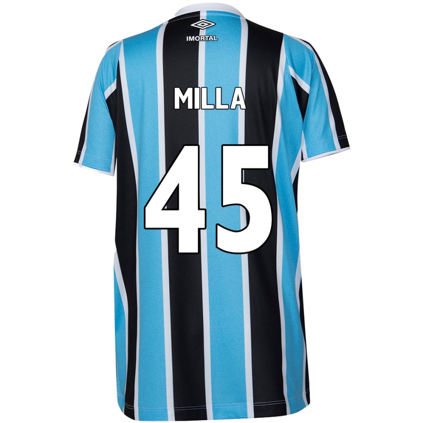 Criança Camisola Lucas Milla #45 Azul Preto Branco Principal 2024/25 Camisa Brasil