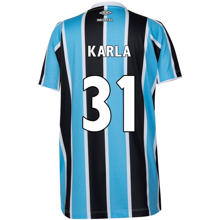 Criança Camisola Emmily Karla #31 Azul Preto Branco Principal 2024/25 Camisa Brasil