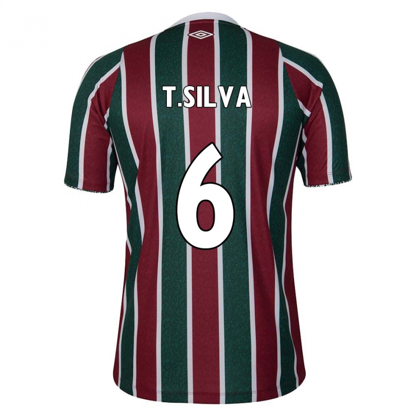 Criança Camisola Thiago Silva #6 Verde Castanho Branco Principal 2024/25 Camisa Brasil